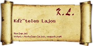 Köteles Lajos névjegykártya